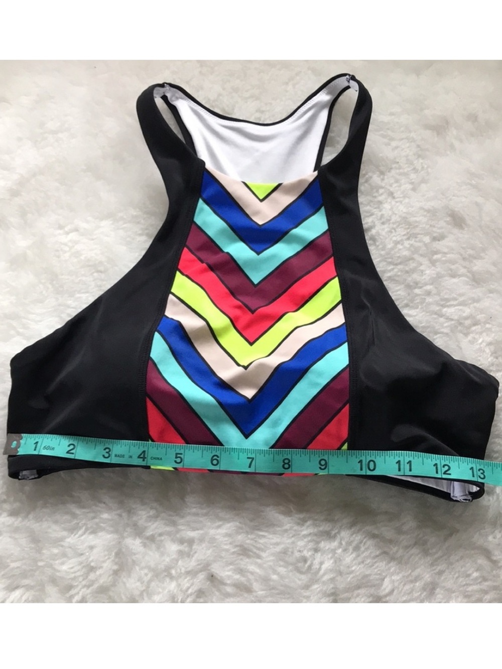 Victoria’s Secret PINK crop tank swim top black high neck rainbow M - Picture 9 of 10
